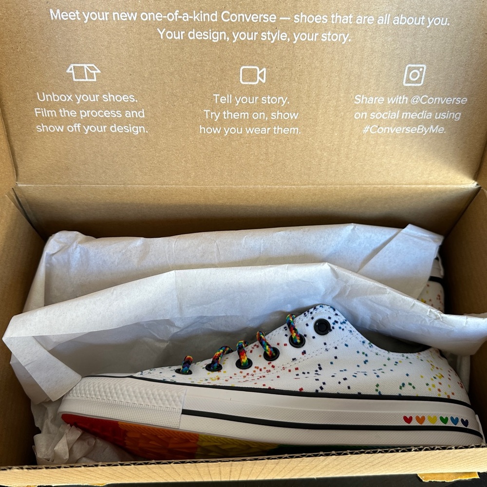 Pride Converse, NWT and Box. Never worn; US 9.5 women’s size.